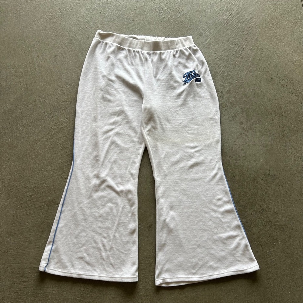 Forever 21 x Fubu Flare Sweatpants Womens 3XL White Blue Y2K Velour Wide Leg